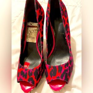 Pink Leopard Nine West Heels size 6